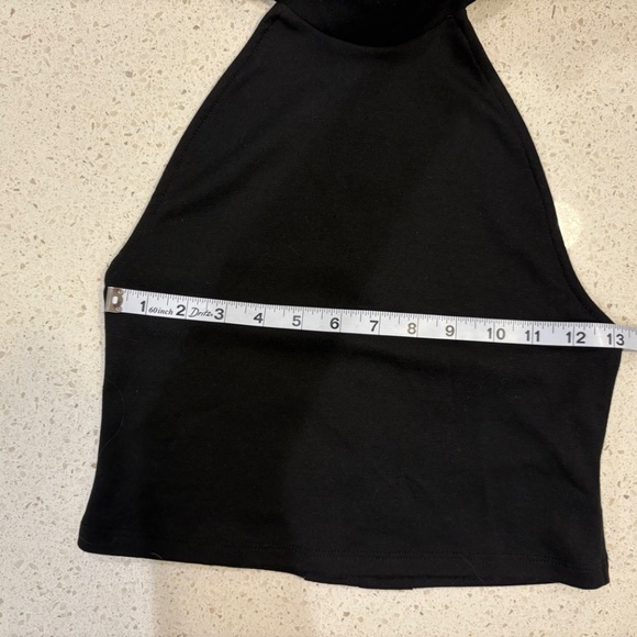 Cooperative Urban Outfitters Halter Crop-Top Black Racer back W/Ruffle - Picture 4 of 10